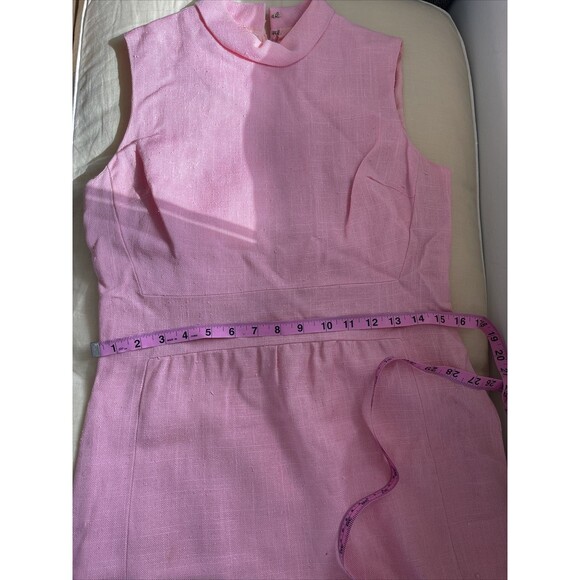VTG 60’s Craig Pink Dress Sleeveless Draped Collar S - Picture 8 of 10